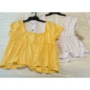 Lot of 2 Women XL Crop Milkmaid Top Summer Festival Cottage Y2K Vacay Beach Boho